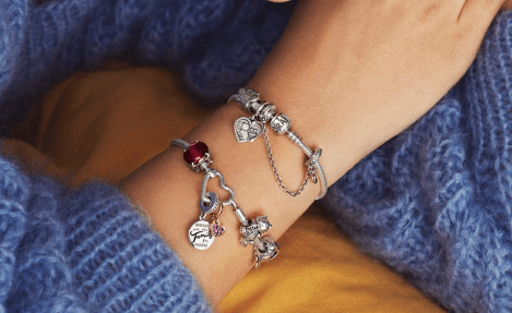 Pandora jewelry in hand