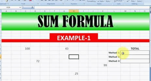 sum formula in excel